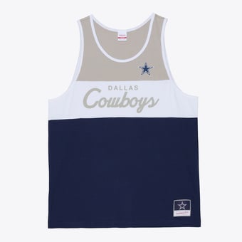 Men's Mitchell & Ness  Navy/Silver Dallas Cowboys Head Coach Tank Top