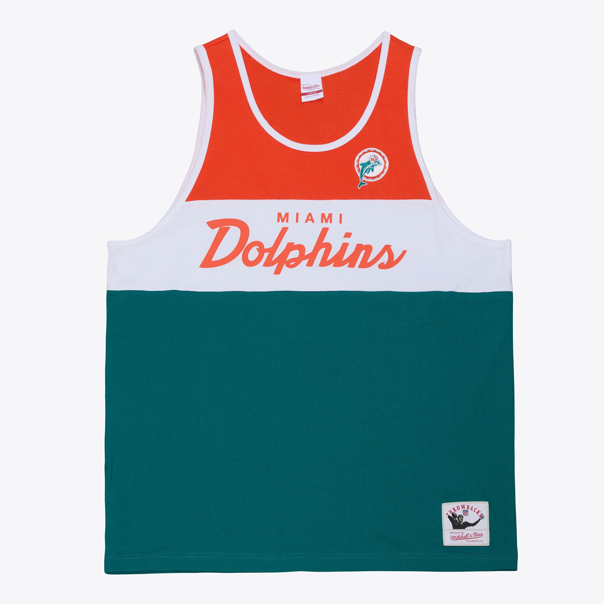 Men's Mitchell & Ness  Aqua/Orange Miami Dolphins Head Coach Tank Top