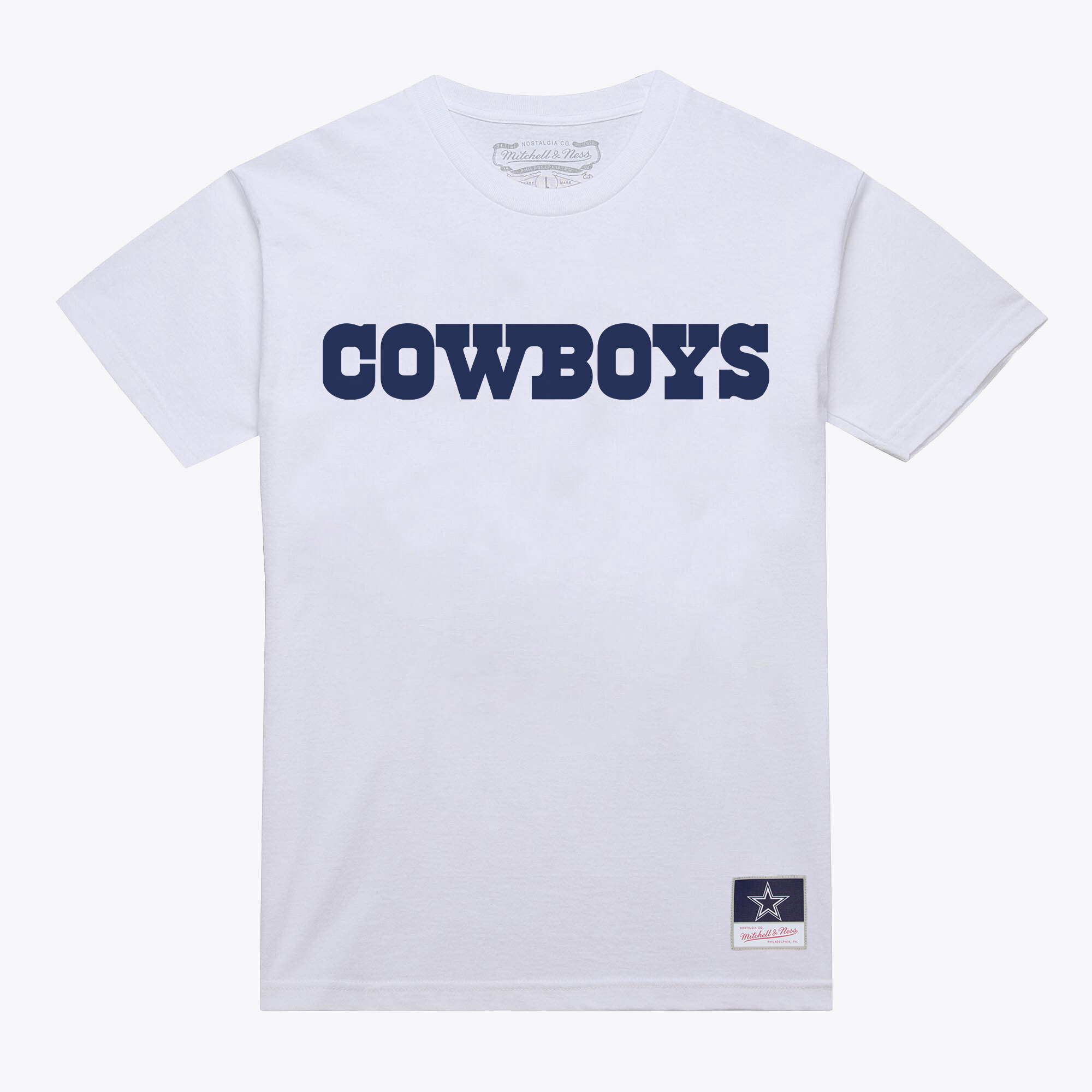 Men's Mitchell & Ness  White Dallas Cowboys Monochrome Wordmark T-Shirt