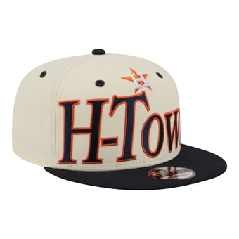 Men's New Era Cream Houston Astros Oversized Slogan 9FIFTY Snapback Hat