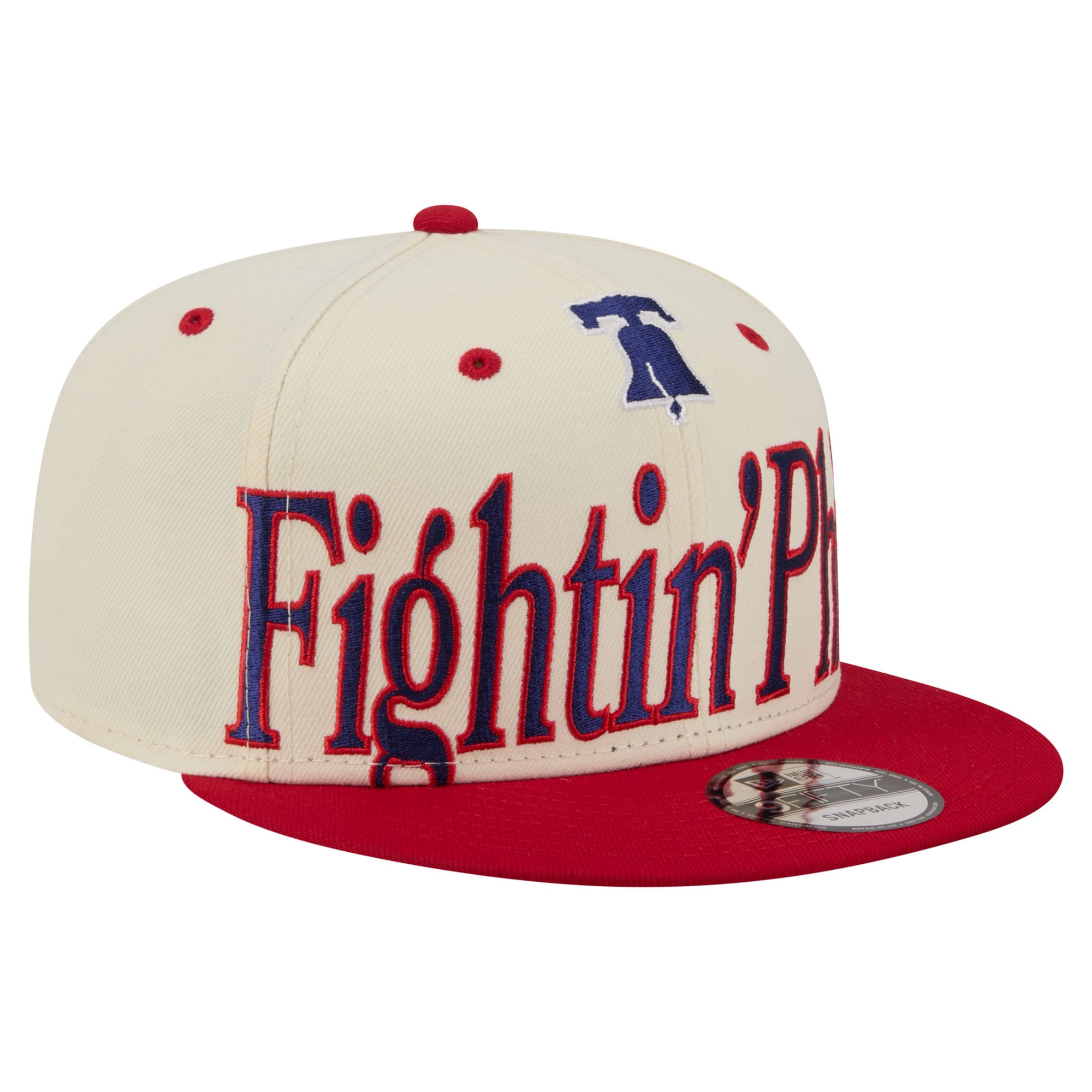 Men's New Era Cream Philadelphia Phillies Oversized Slogan 9FIFTY Snapback Hat