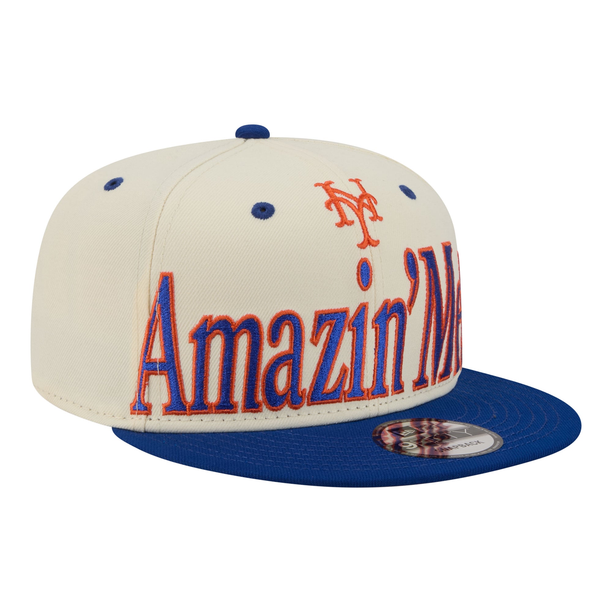 Men's New Era Cream New York Mets Oversized Slogan 9FIFTY Snapback Hat