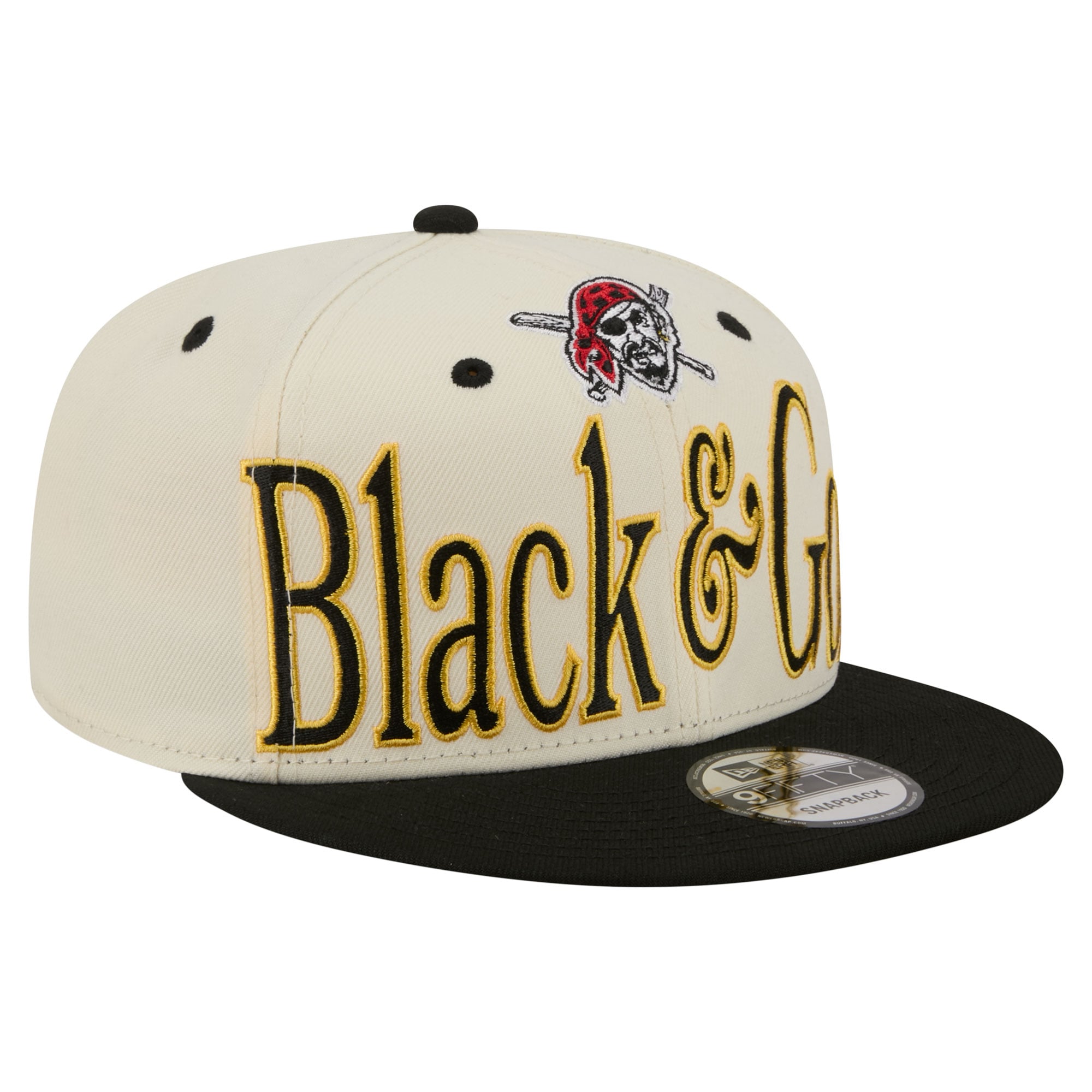 Men's New Era Cream Pittsburgh Pirates Oversized Slogan 9FIFTY Snapback Hat