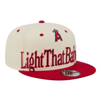 Men's New Era Cream Los Angeles Angels Oversized Slogan 9FIFTY Snapback Hat