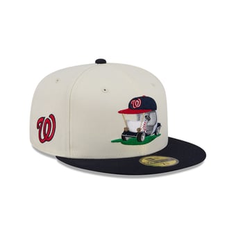 Men's New Era  Cream/Navy Washington Nationals Bullpen Cart 59FIFTY Fitted Hat