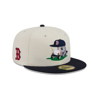 Men's New Era Cream/Navy Boston Red Sox Bullpen Cart 59FIFTY Fitted Hat