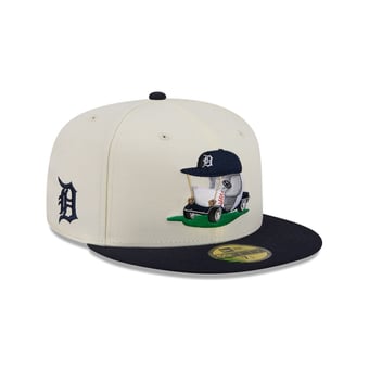 Men's New Era  Cream/Navy Detroit Tigers Bullpen Cart 59FIFTY Fitted Hat