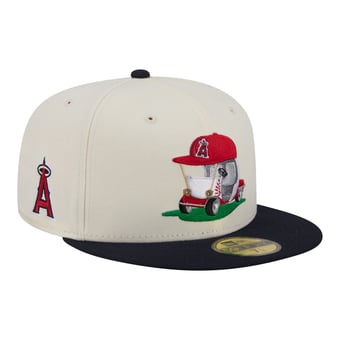 Men's New Era  Cream/Navy Los Angeles Angels Bullpen Cart 59FIFTY Fitted Hat