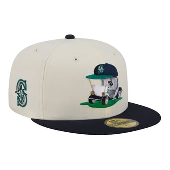 Men's New Era  Cream/Navy Seattle Mariners Bullpen Cart 59FIFTY Fitted Hat