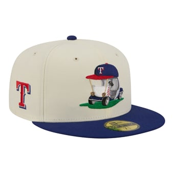 Men's New Era  Cream/Royal Texas Rangers Bullpen Cart 59FIFTY Fitted Hat