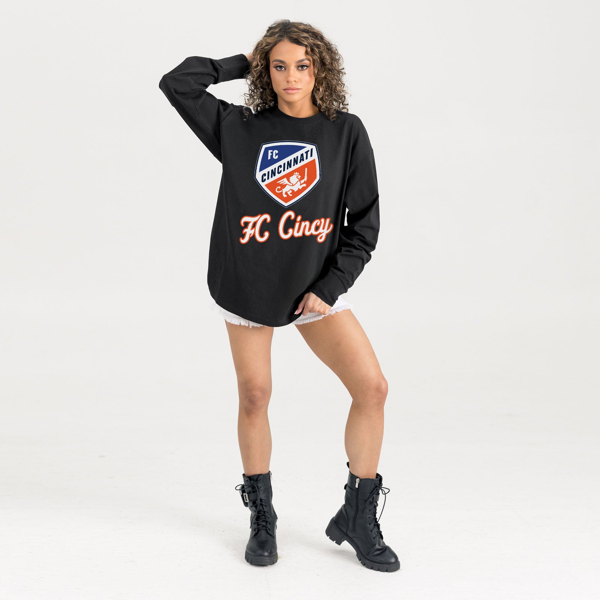 Women's Gameday Couture Black FC Cincinnati Oversized Long Sleeve T-Shirt