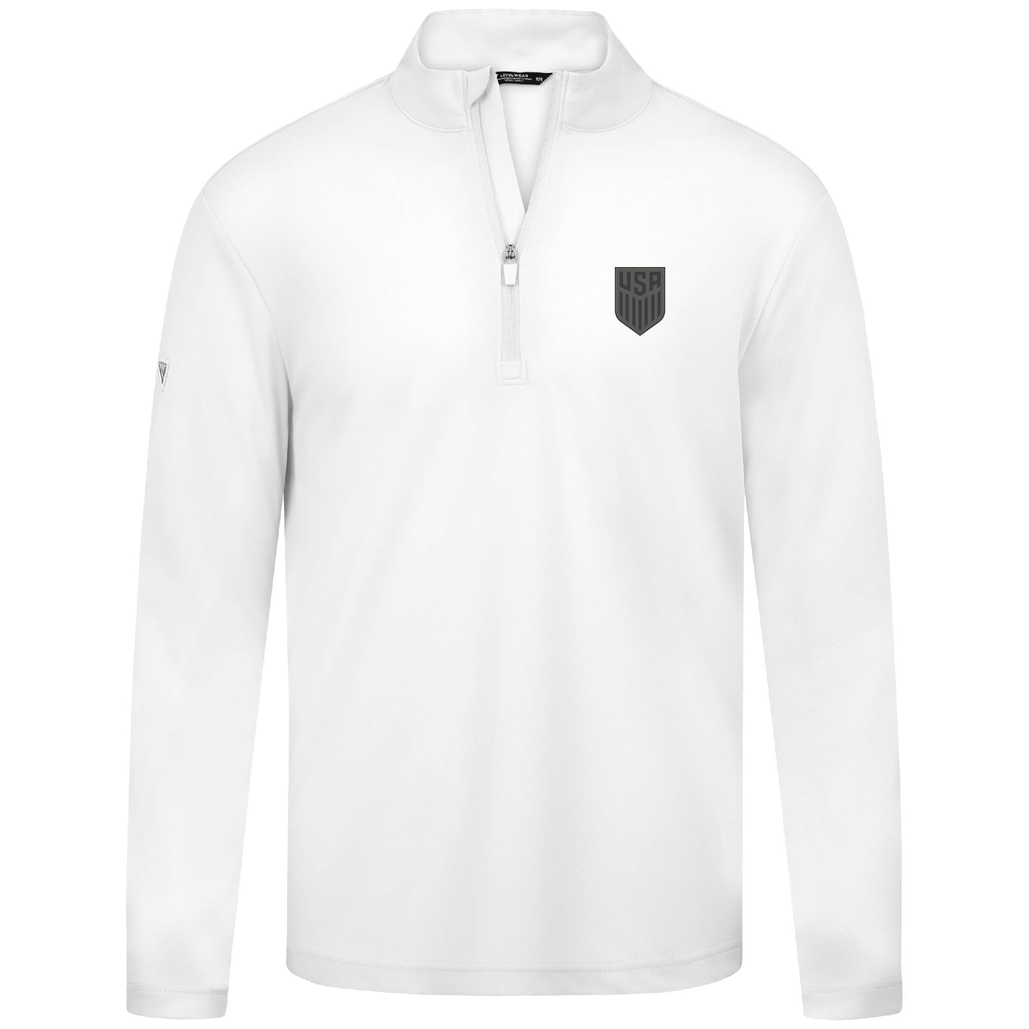 Men's Levelwear White USMNT Heron Quarter-Zip Sweatshirt