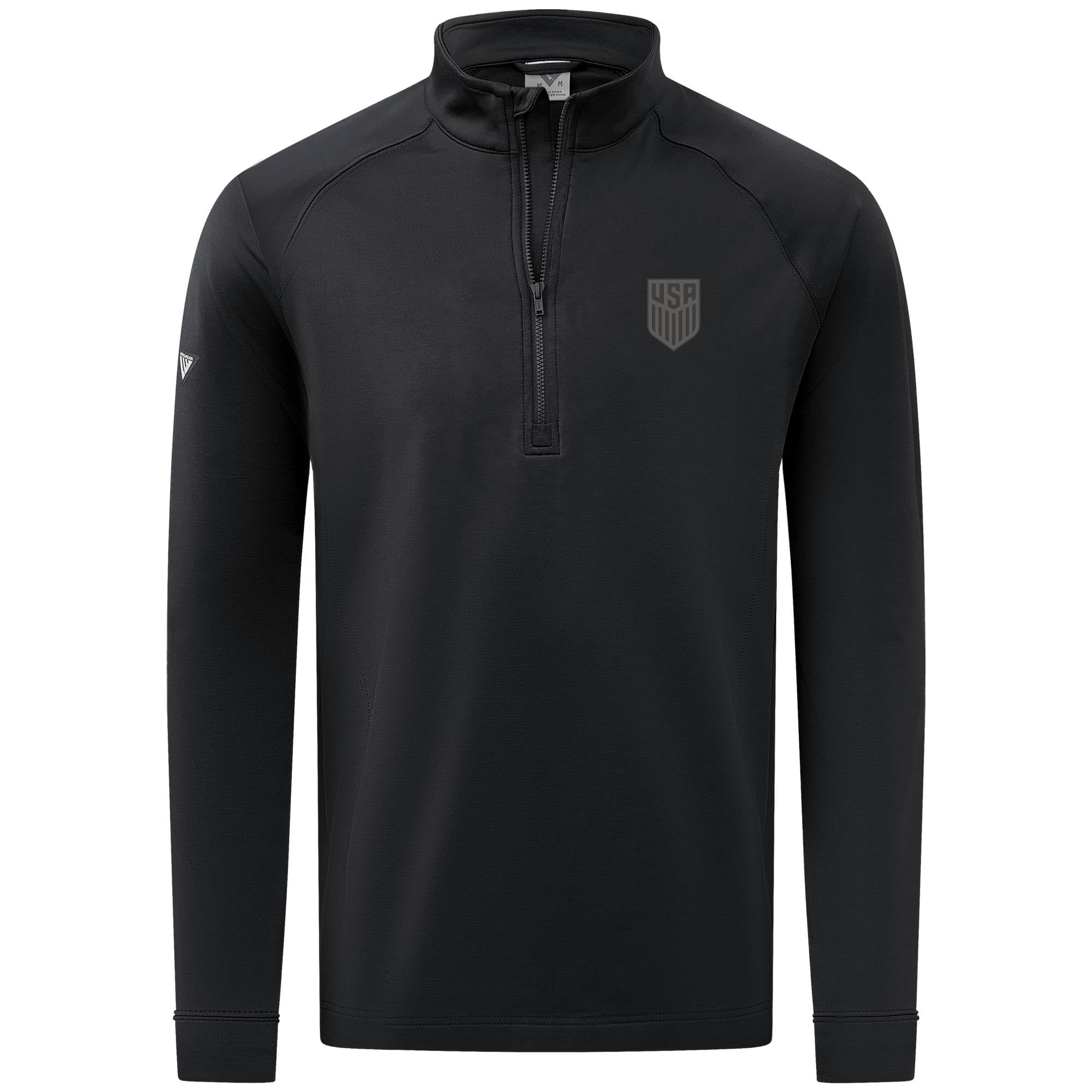 Men's Levelwear Black USMNT Calibre Performance Quarter-Zip Raglan Sweatshirt