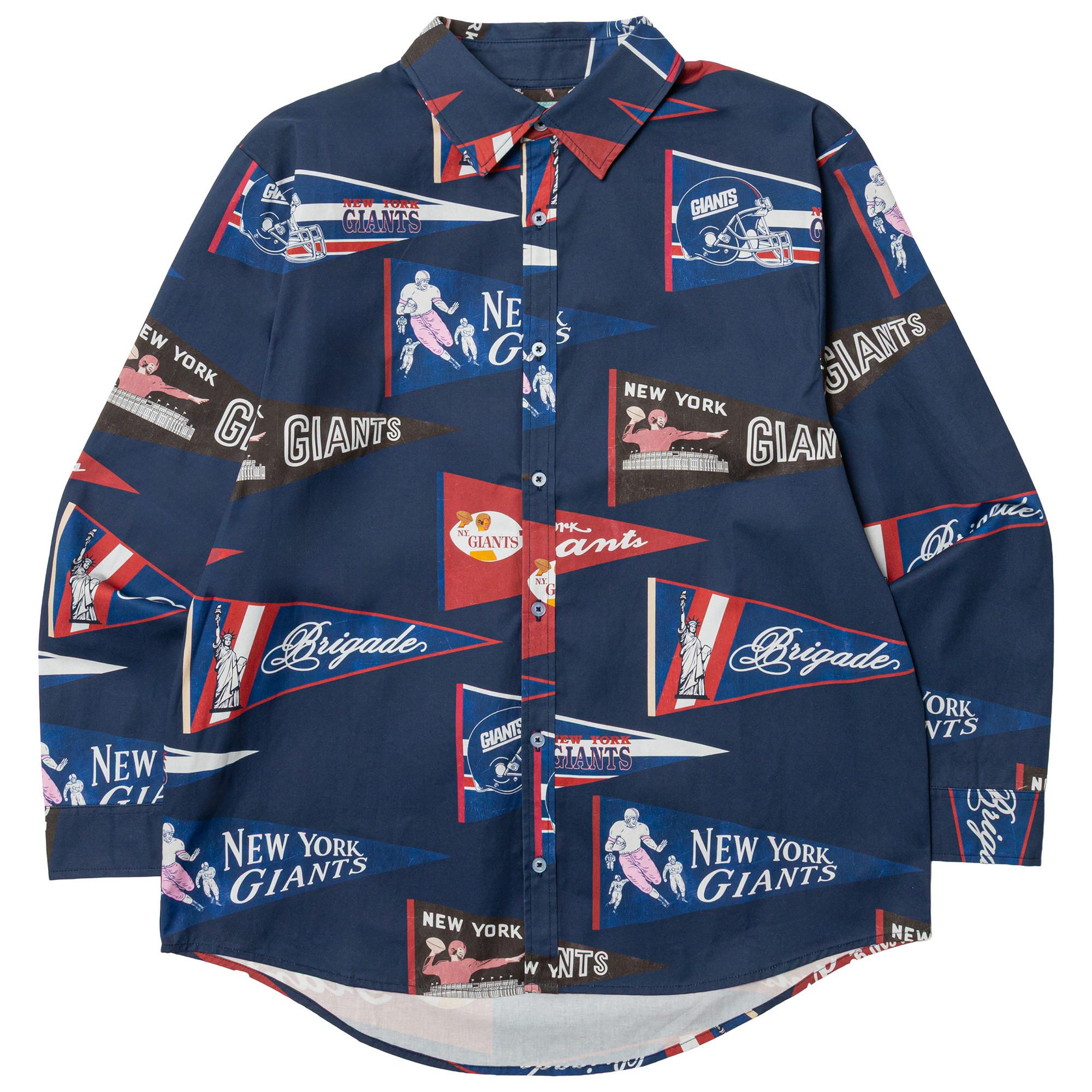 Men's Navy New York Giants x Brigade Vintage Pennant Button-Up Long Sleeve Shirt