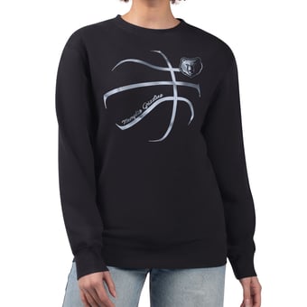 Women's G-III 4Her by Carl Banks Black Memphis Grizzlies Metallic Print Basketball Sketch Fleece Sweatshirt