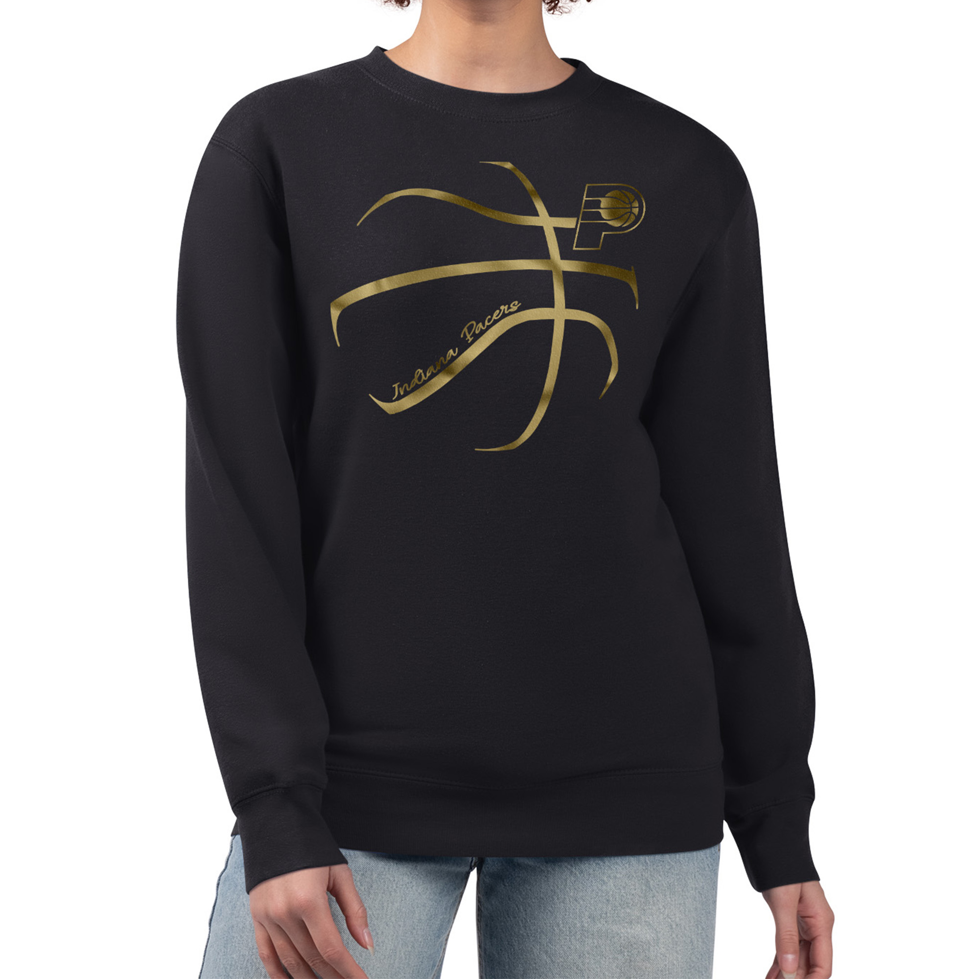 Women’s G-III 4Her by Carl Banks Black Indiana Pacers Metallic Print Basketball Sketch Fleece Sweatshirt Women’s G-III 4Her by Carl Banks Black Indiana Pacers Metallic Print Basketball Sketch Fleece Sweatshirt