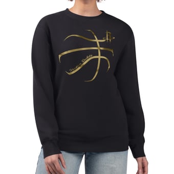 Women's G-III 4Her by Carl Banks Black Houston Rockets Metallic Print Basketball Sketch Fleece Sweatshirt
