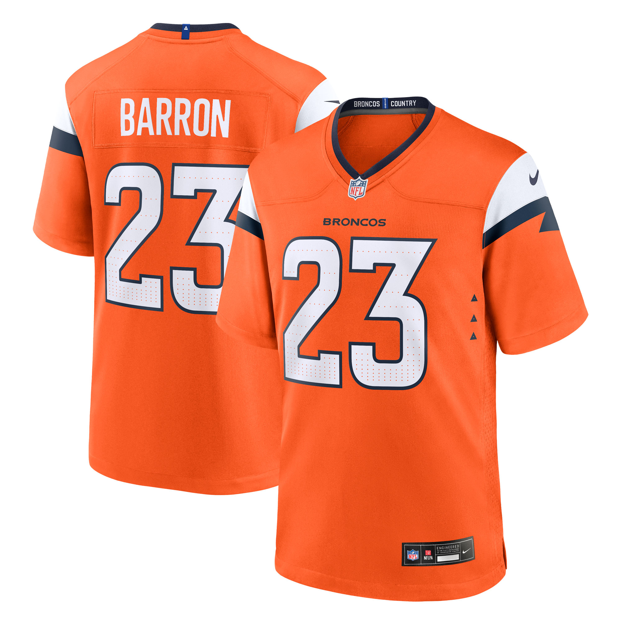 Men's Nike Jahdae Barron Orange Denver Broncos Team Game Jersey
