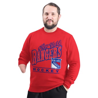 Men's G-III Sports by Carl Banks  Red New York Rangers Adaptive Headliner Fleece Sweatshirt