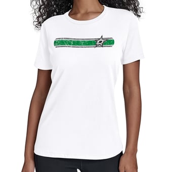 Women's Starter White Dallas Stars Team Stripe T-Shirt