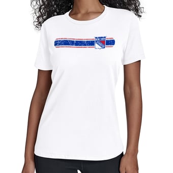Women's Starter White New York Rangers Team Stripe T-Shirt