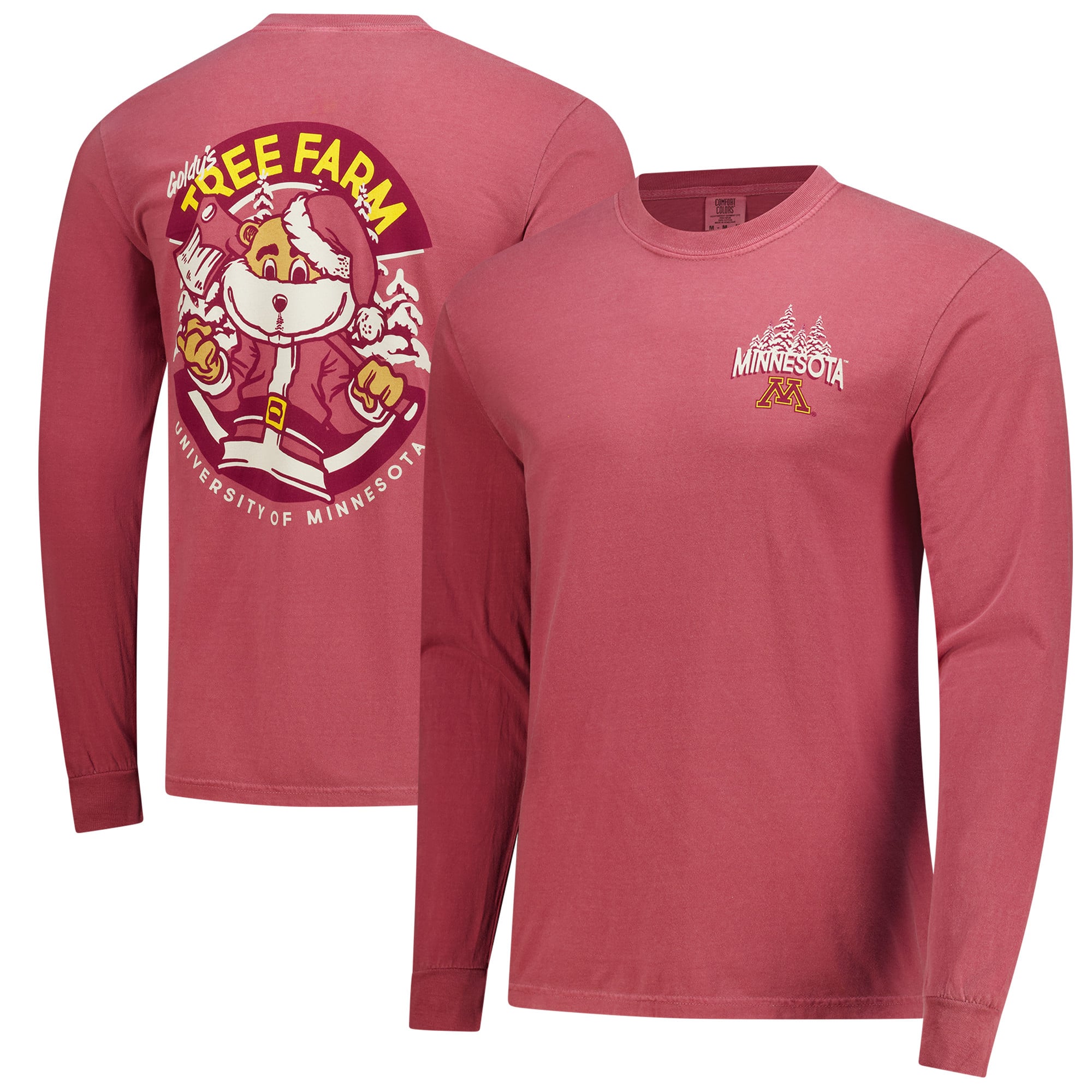 Men's  Maroon Minnesota Golden Gophers Tree Farm Comfort Colors Long-Sleeve T-Shirt