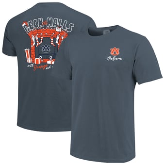 Men's Navy Auburn Tigers Deck the Halls Comfort Colors T-Shirt
