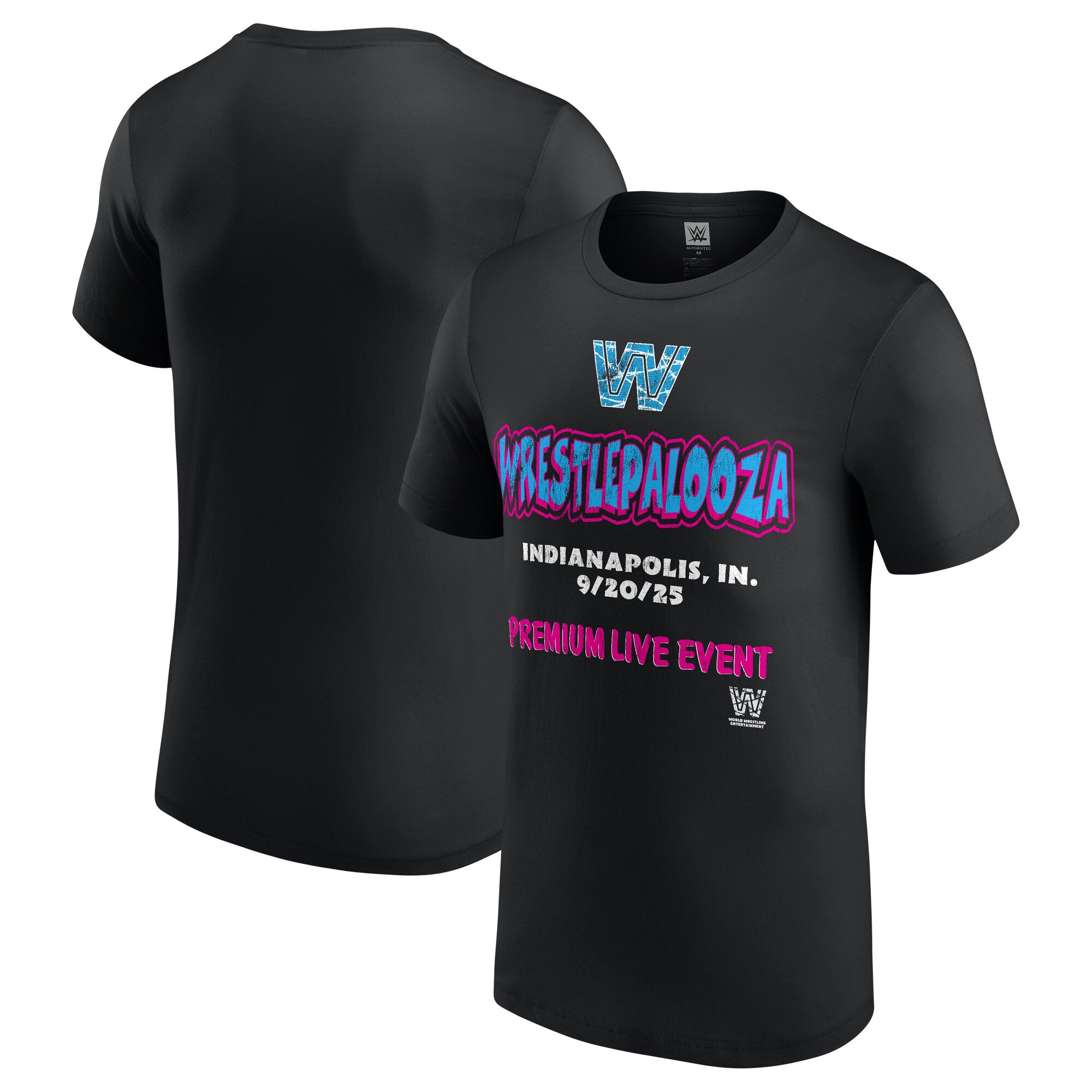 WWE WrestlePalooza 2025 Indianpolis Retro T-Shirt - Black - Mens