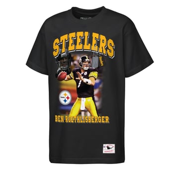 Youth Mitchell & Ness Ben Roethlisberger Black Pittsburgh Steelers Photo Reel T-Shirt