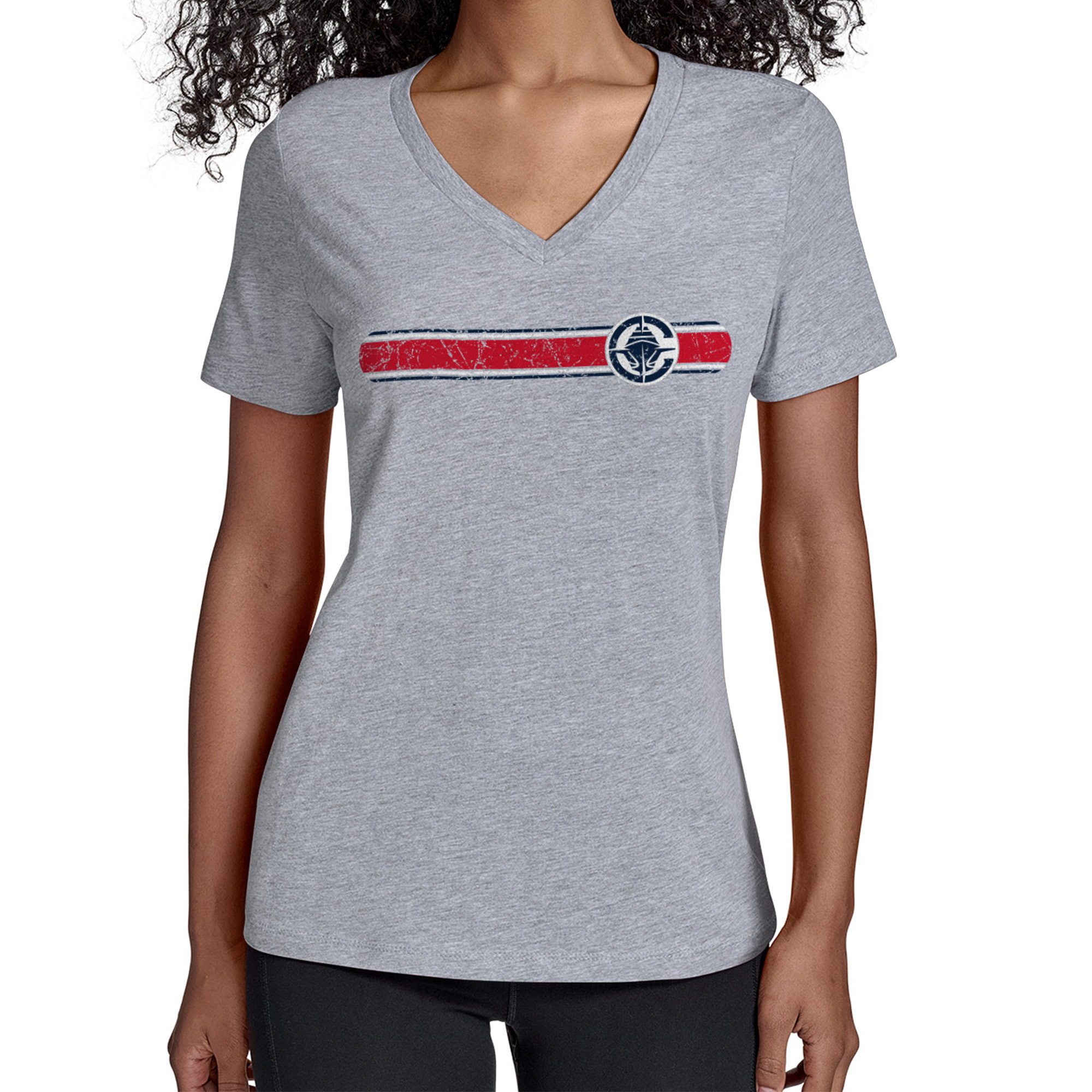 Women’s Starter Gray LA Clippers Team Stripe V-Neck T-Shirt Women’s Starter Gray LA Clippers Team Stripe V-Neck T-Shirt