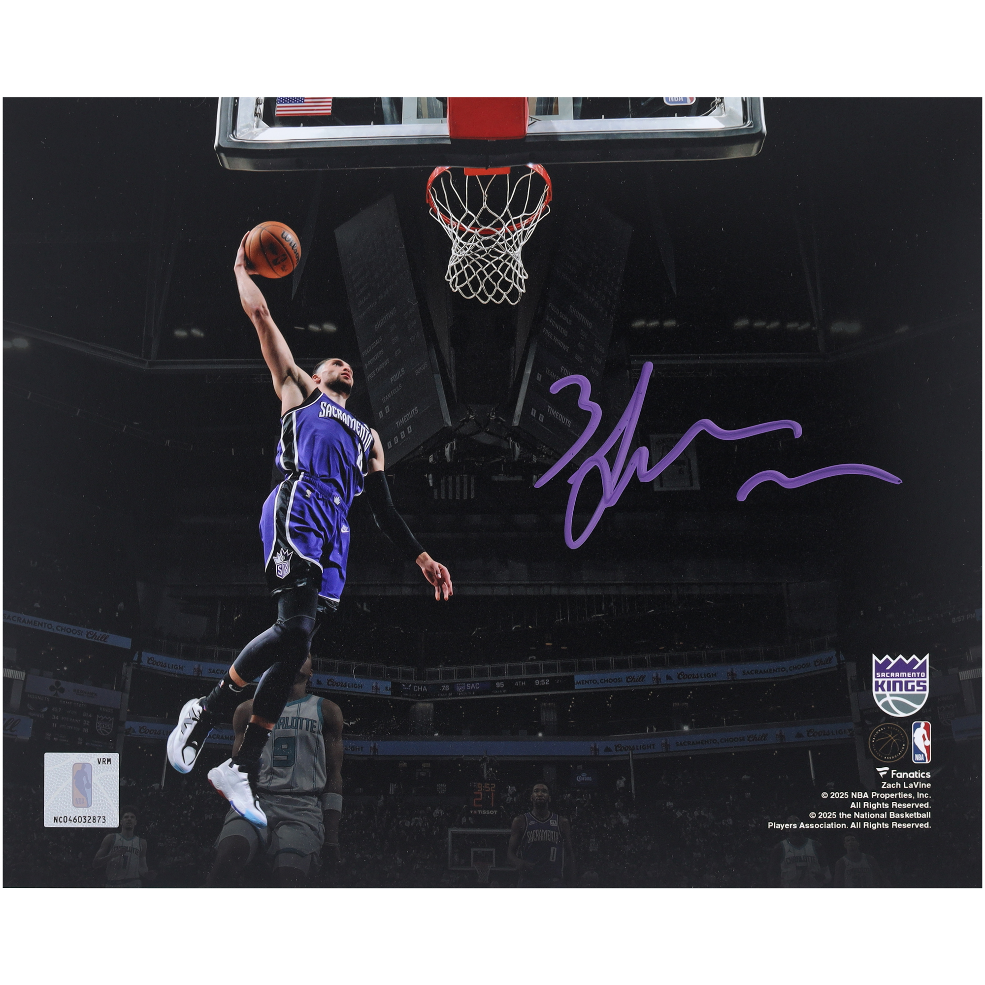 Zach LaVine Sacramento Kings Autographed 8" x 10" Dunking Spotlight Photograph