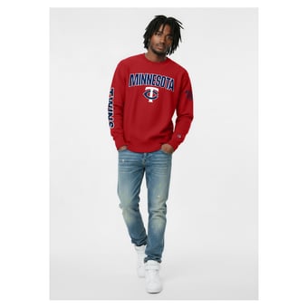 Men's Champion  Red Minnesota Twins Reverse Weave Chenille Sweatshirt