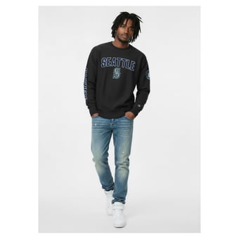 Men's Champion  Black Seattle Mariners Reverse Weave Chenille Sweatshirt