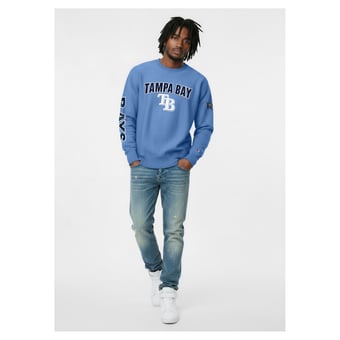 Men's Champion  Light Blue Tampa Bay Rays Reverse Weave Chenille Sweatshirt