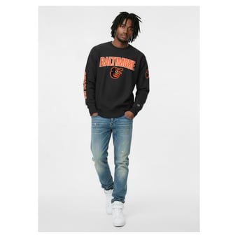 Men's Champion  Black Baltimore Orioles Reverse Weave Chenille Sweatshirt