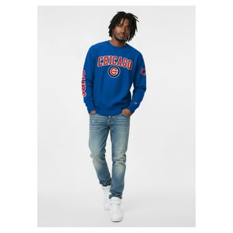 Men's Champion  Royal Chicago Cubs Reverse Weave Chenille Sweatshirt