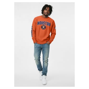 Men's Champion  Orange Houston Astros Reverse Weave Chenille Sweatshirt