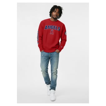 Men's Champion  Red Los Angeles Angels Reverse Weave Chenille Sweatshirt