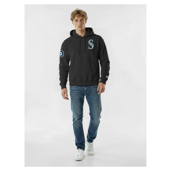 Men's Champion  Black Seattle Mariners Reverse Weave Chenille Hoodie