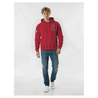 Men's Champion  Red Los Angeles Angels Reverse Weave Chenille Hoodie