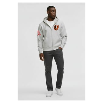 Men's Champion  Gray Baltimore Orioles Reverse Weave Chenille Full-Zip Hoodie