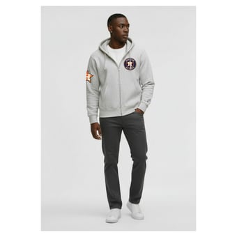 Men's Champion  Gray Houston Astros Reverse Weave Chenille Full-Zip Hoodie