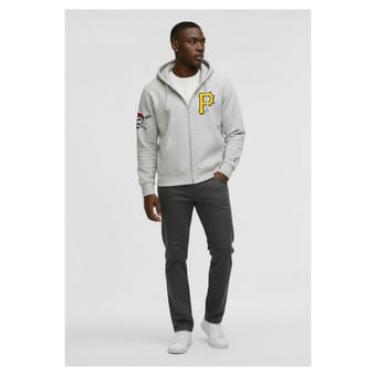 Men's Champion  Heather Gray Pittsburgh Pirates Reverse Weave Chenille Full-Zip Hoodie