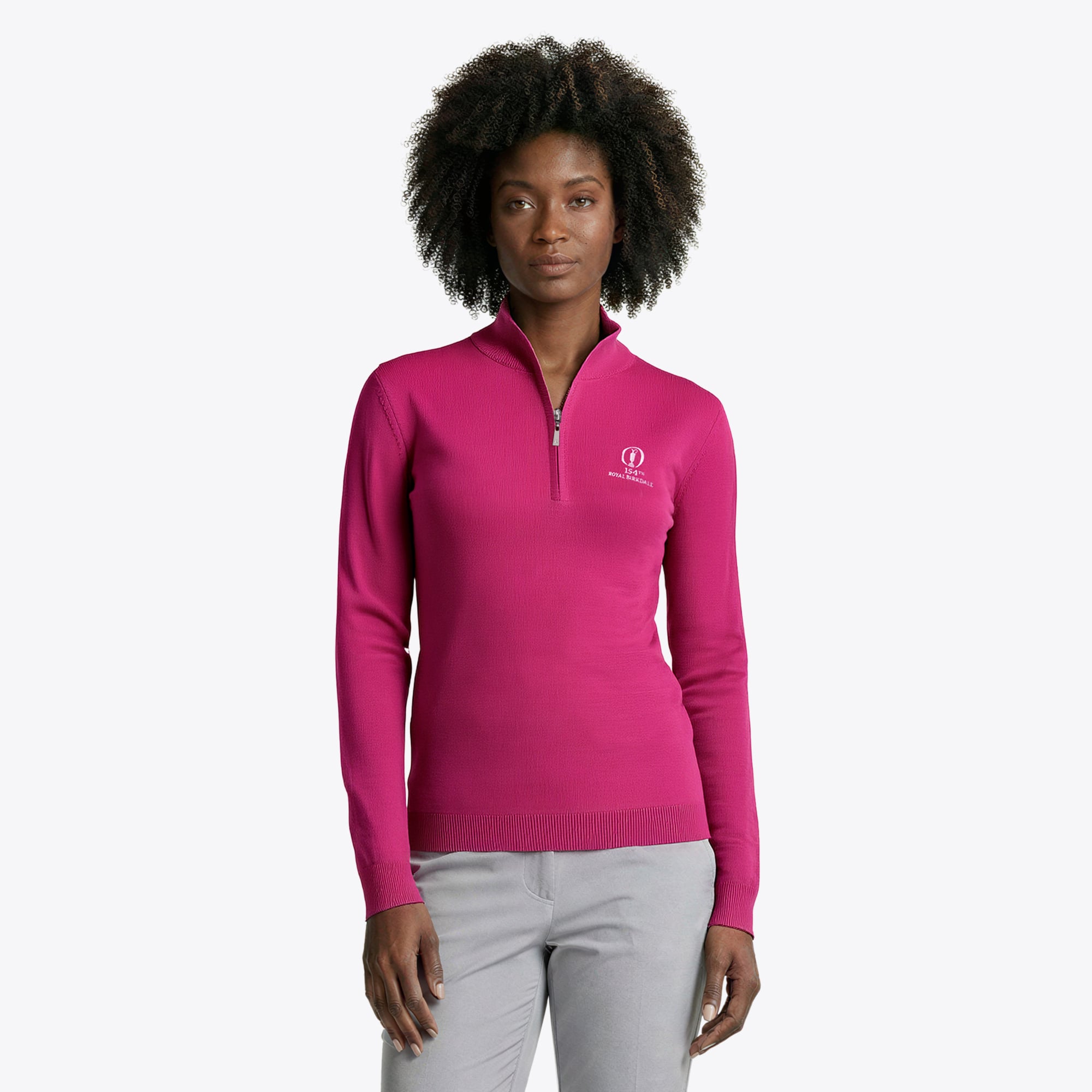 Felpa 1/4 cernia Merino The 154th Open Royal Birkdale Glenmuir Amira - Lampone - Donna