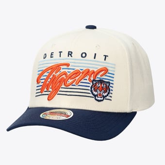 Unisex Mitchell & Ness  Cream Detroit Tigers Retro Lines Stretch Snapback Hat