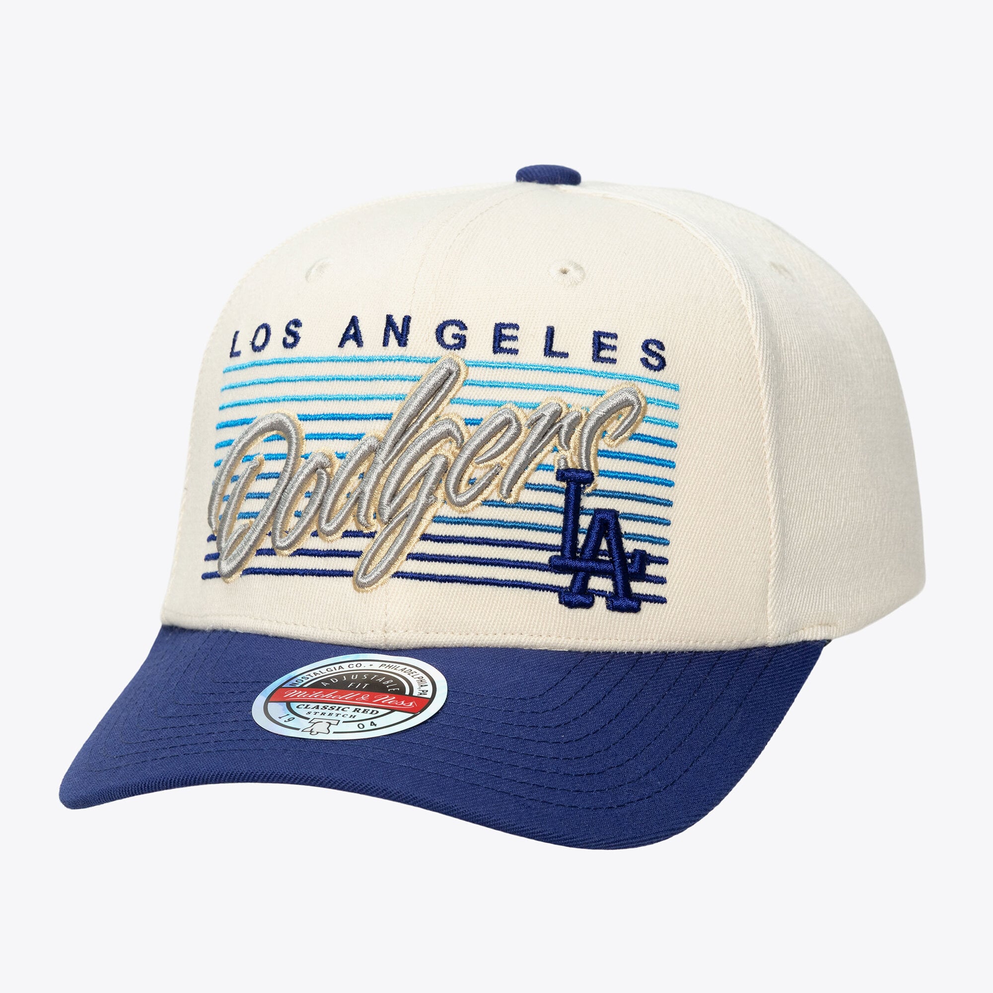 Unisex Mitchell & Ness  Cream Los Angeles Dodgers Retro Lines Stretch Snapback Hat