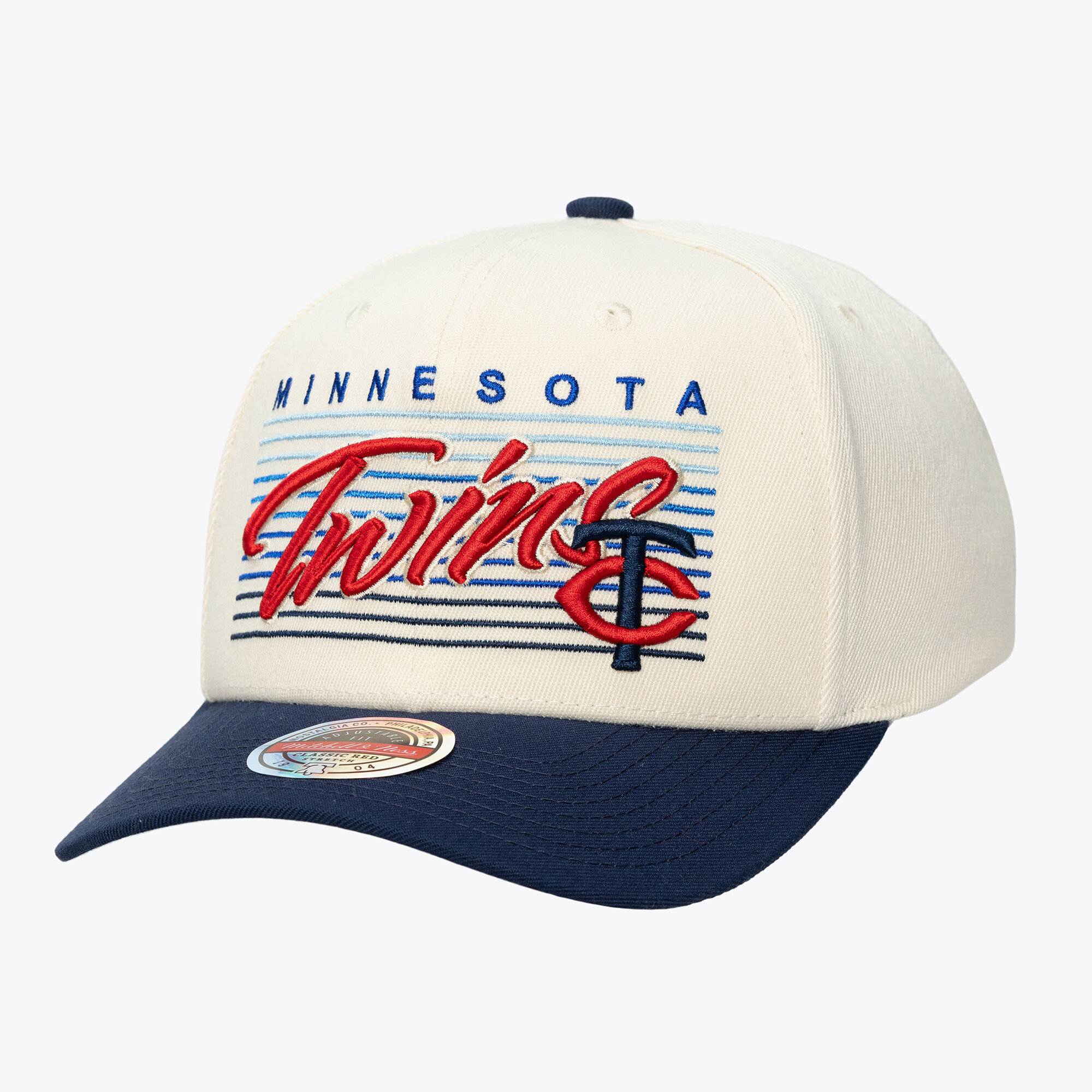 Unisex Mitchell & Ness  Cream Minnesota Twins Retro Lines Stretch Snapback Hat