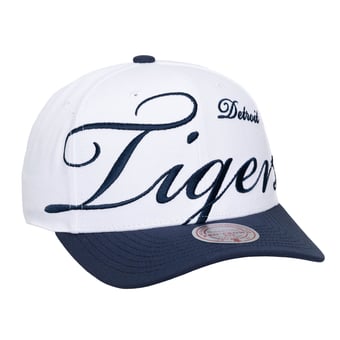 Unisex Mitchell & Ness White/Navy Detroit Tigers XL Script Pro Crown Adjustable Hat