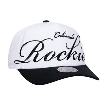 Unisex Mitchell & Ness White/Black Colorado Rockies XL Script Pro Crown Adjustable Hat