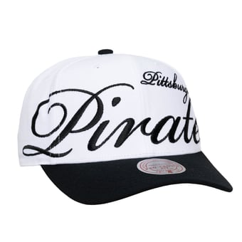 Unisex Mitchell & Ness White/Black Pittsburgh Pirates XL Script Pro Crown Adjustable Hat
